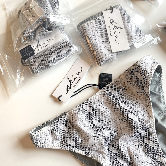 NWT - SKIN by SAME - High Rise Bikini Bottom in color white venom - Picture 3 of 3